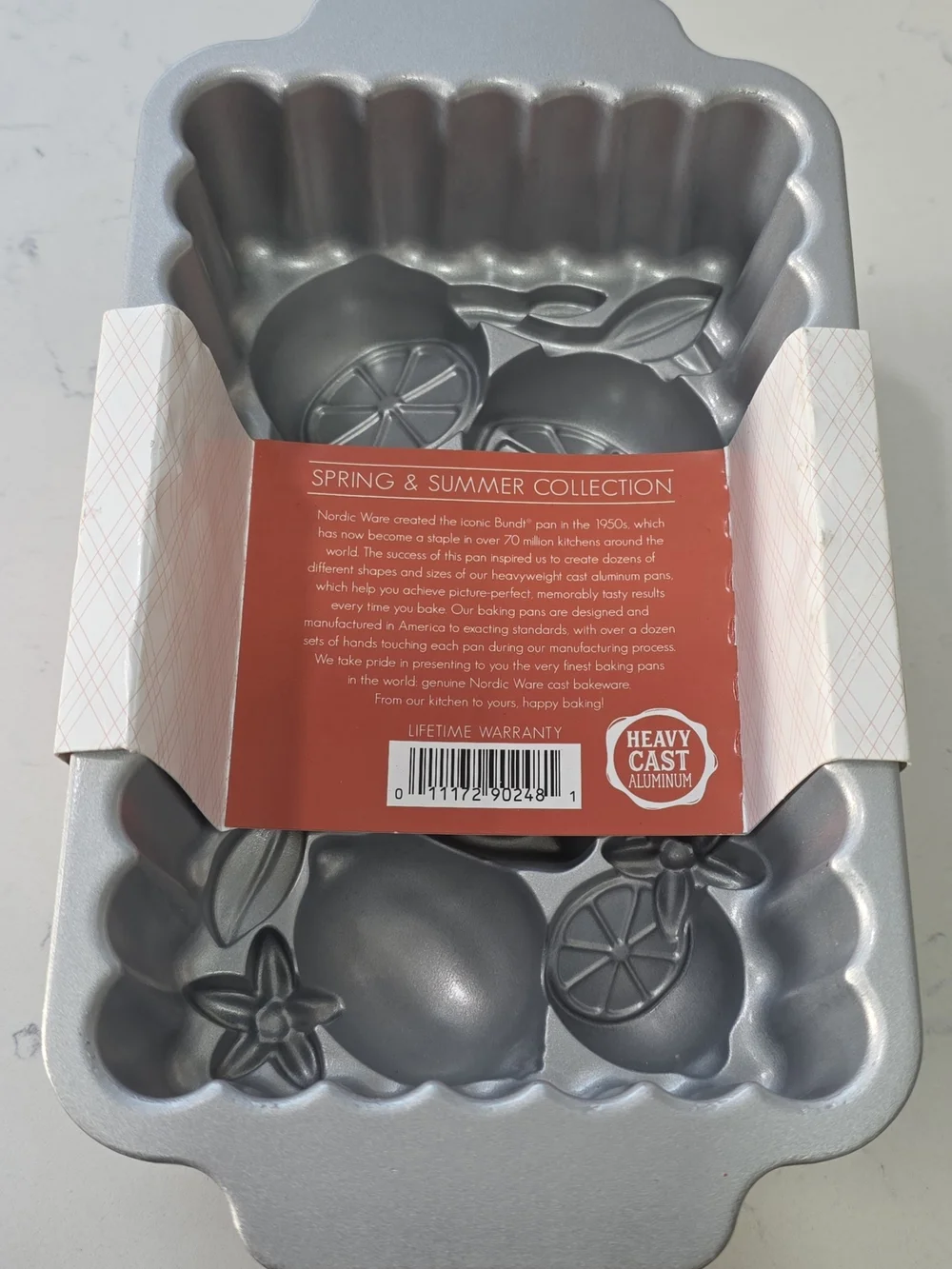 Nordic Ware Citrus Blossom Loaf Pan Cake Bake Heavy Cast Aluminum Rose Silver